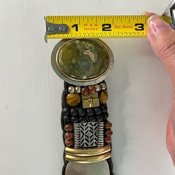 Vintage Marjorie Baer SF Braided Two-toned Brown Mixed Metals Belt Size Medium - Picture 14 of 14